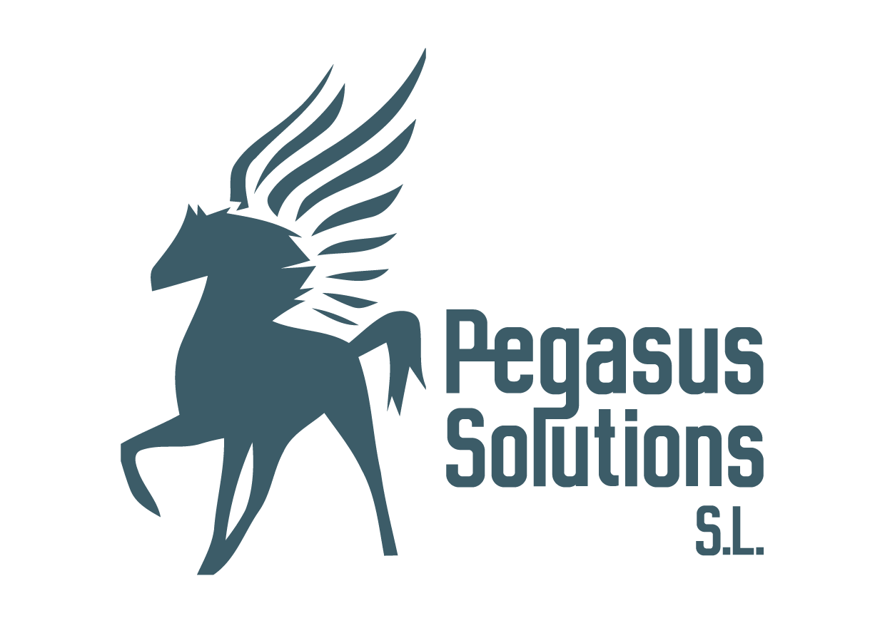 Pegasus Solutions S.L. Logo Logo of Pegasus Solutions S.L. showing a dark teal winged horse next to the company name.