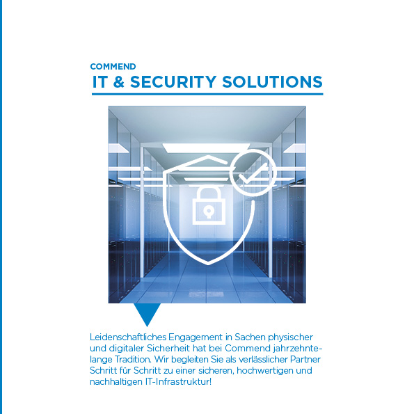 Serverraum mit Schild-, Schloss- und Haken-Symbol für IT-Sicherheit.