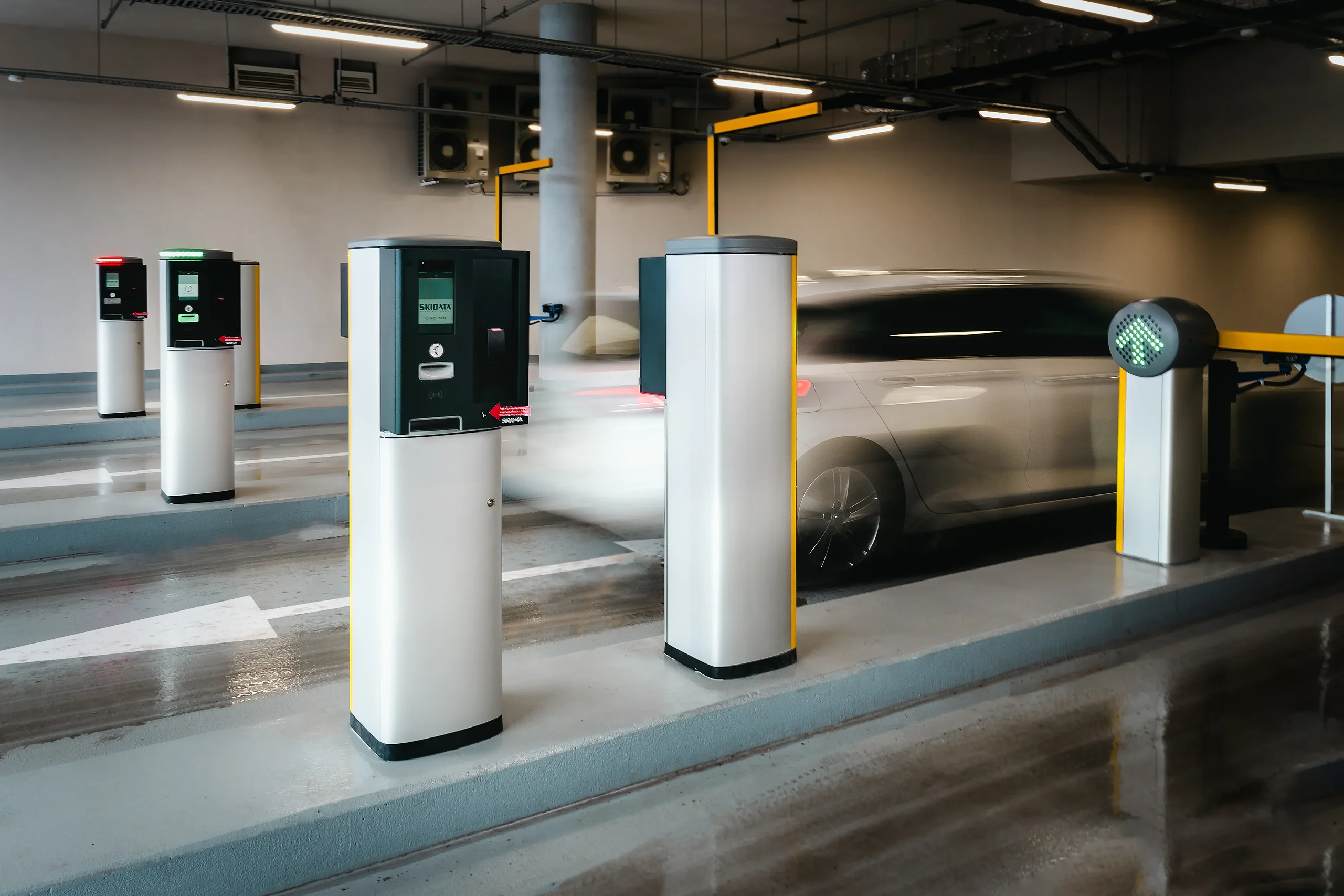 Vehicle access control system in MOL Campus car park Car passing through an automated vehicle access control system in the MOL Campus car park