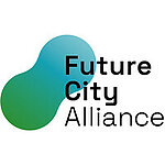 Logo for Future City Alliance with abstract blue-green shapes and black text.