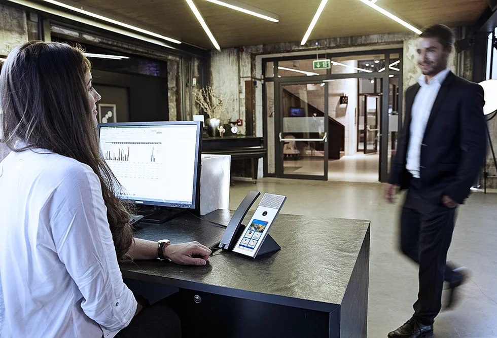 Reception area with modern intercom and communication solution
