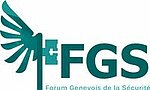 FGS Forum Genevois de la Sécurité logo, teal abstract wing graphic.