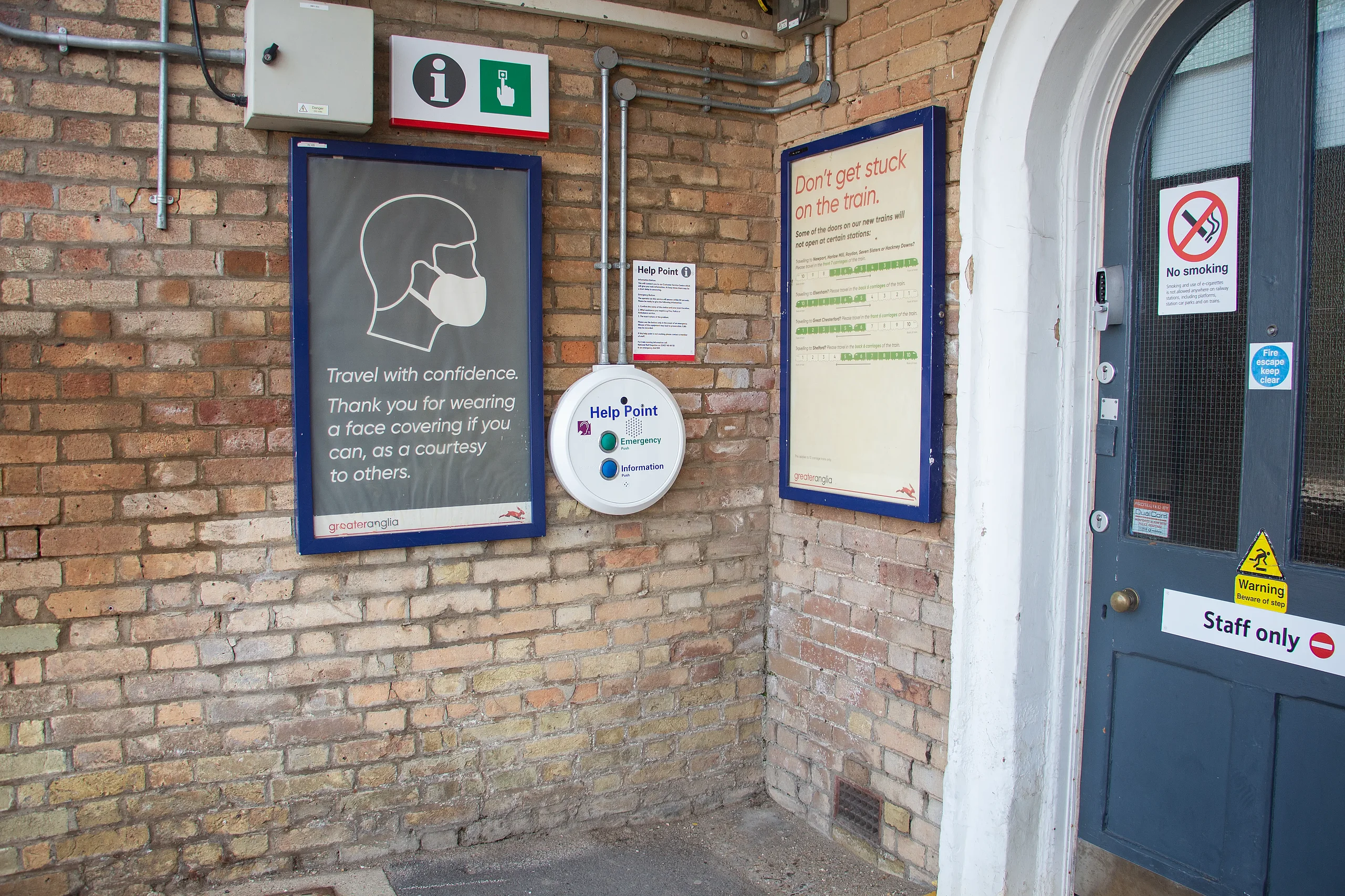 Help point communication solution installed at a railway station platform
