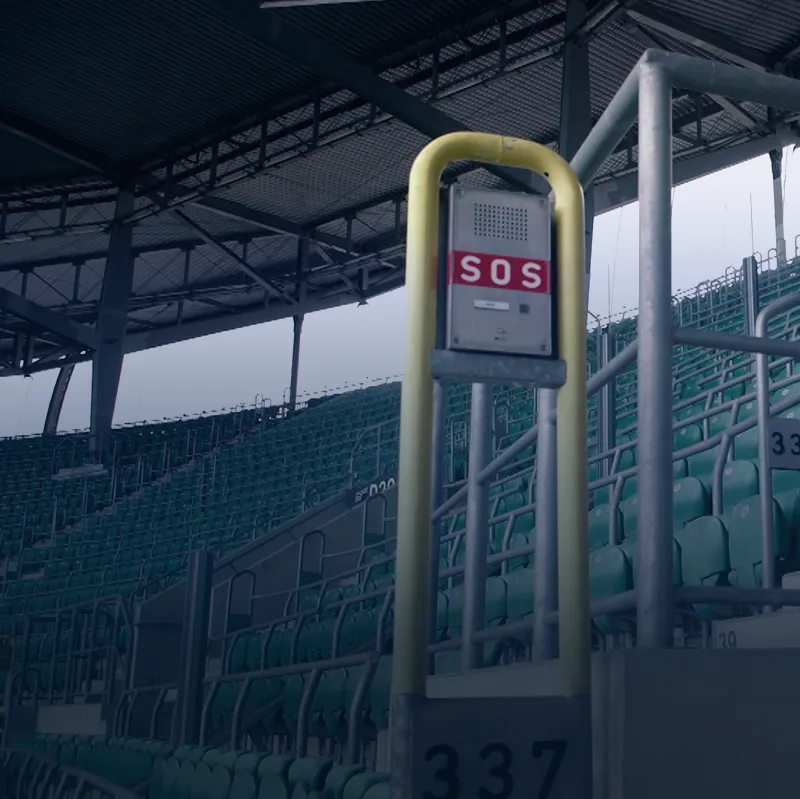 SOS intercom for emergency and safety communication in stadium