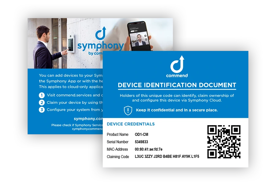 Device identification document with claiming code
